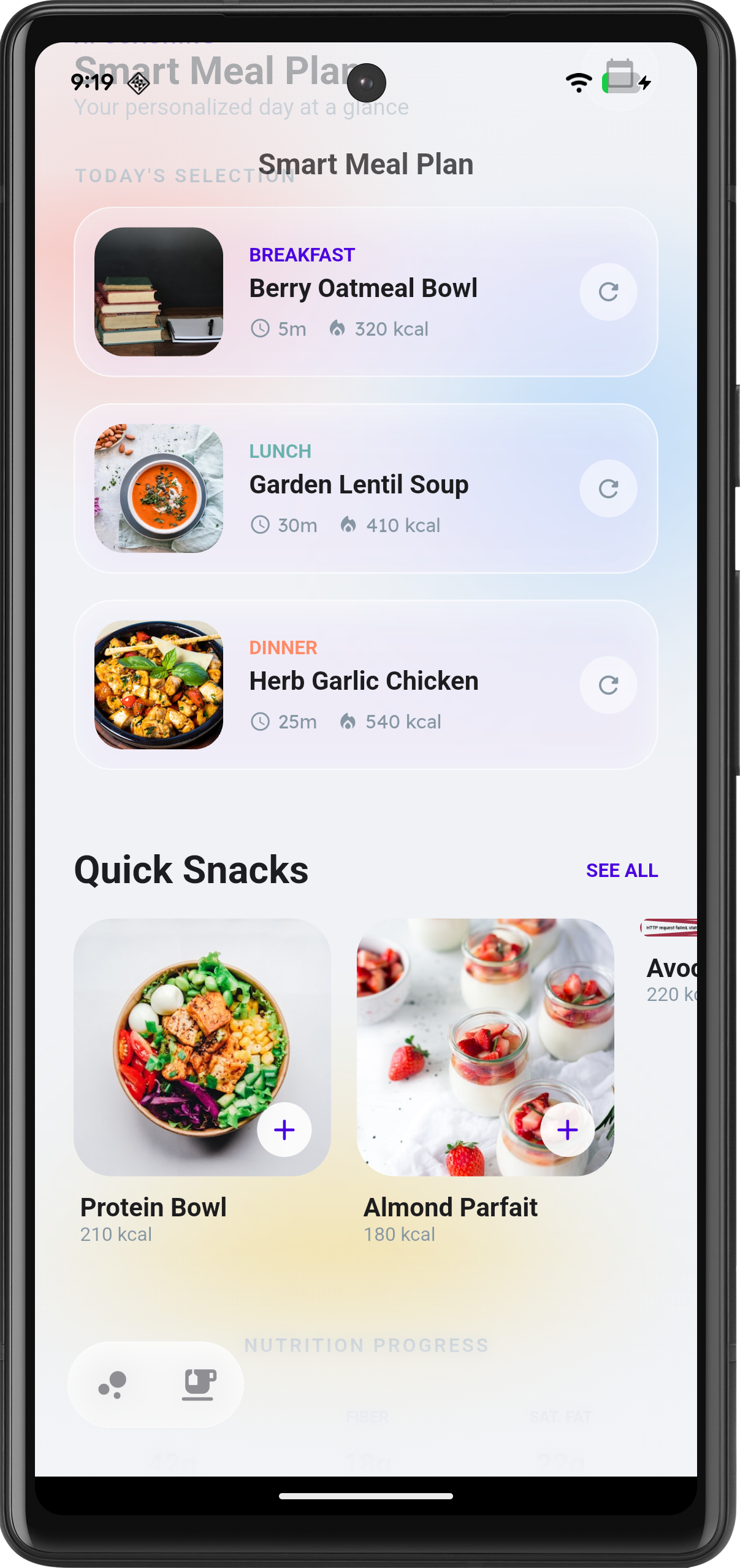 Wellew app feature for AI-powered smart meal plans and recipes
